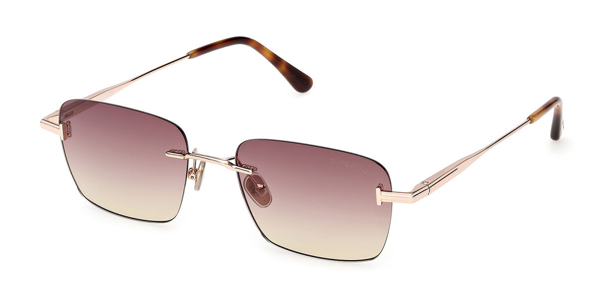 Tom Ford FT1354 JAKE-02 28Z, Gold frame, Gradient Bordeaux lenses