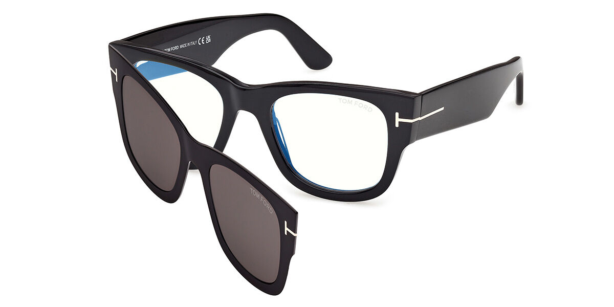 Tom Ford FT6099-B with Clip-On 001 Blue-Light Block, Black frame