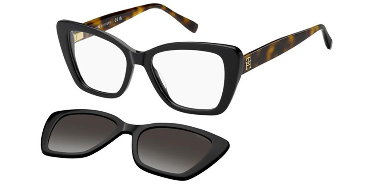 Tommy Hilfiger TH 2347/C With Clip-On WR7/LA Women's Eyeglasses Black Size 51 (Frame Only) - Blue Light Block Available