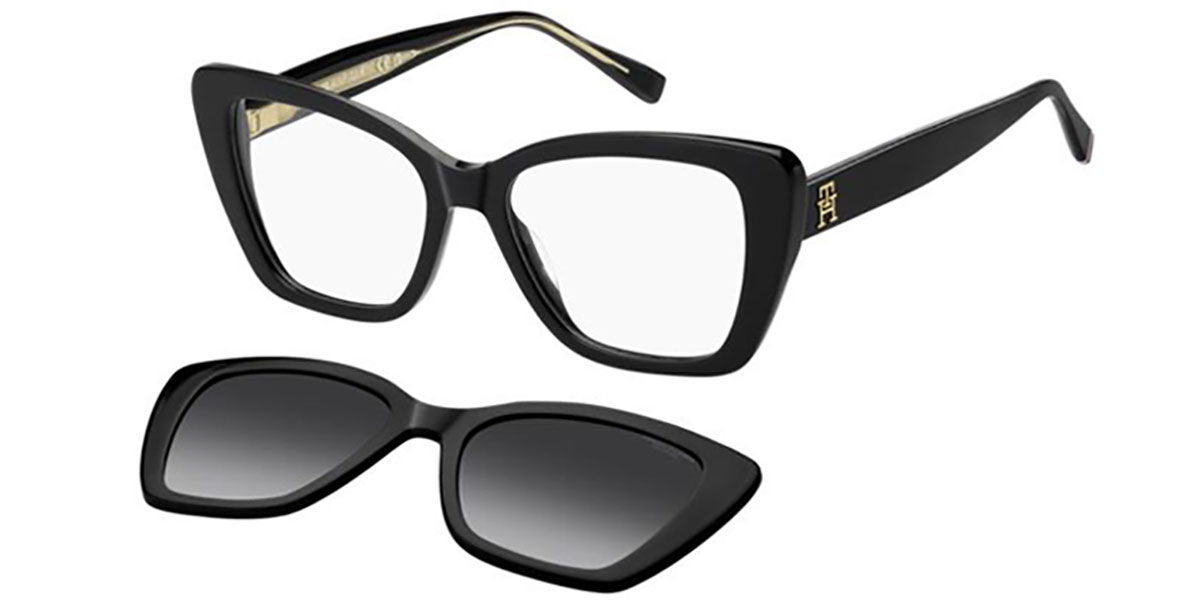Tommy Hilfiger TH 2347/C With Clip-On 807/WJ Women's Eyeglasses Black Size 51 (Frame Only) - Blue Light Block Available