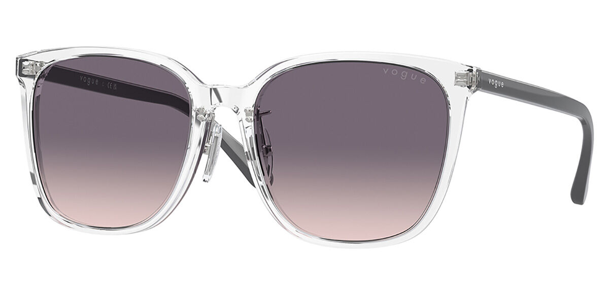 Vogue Eyewear VO5537SD Asian Fit W74536, Clear frame, Purple Gradient Pink lenses