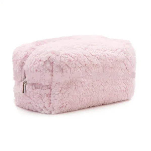 Lambswool Small Cosmetic Bag Cute Plush Makeup Organizer Pouch Kawaii Pencil Case Bags Travel Coin…