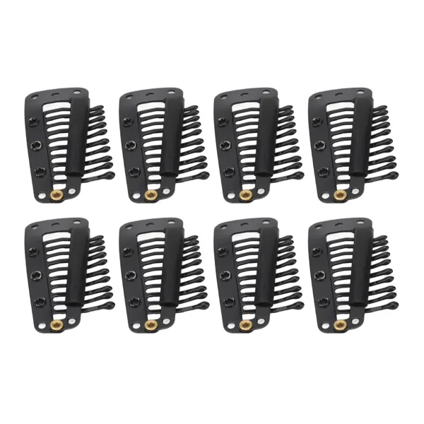 100pcs Hair Extension Clips Multipurpose 38mm 10 Teeth Wig Clips for Hair Extensions DIY Black