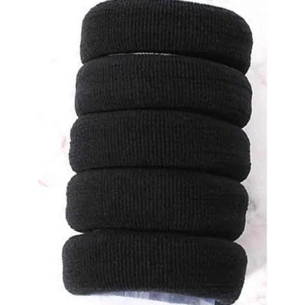 5pcs Black Thick Hair Ties & Colored High Ponytail Hair Elastic Bands, Suitable For Bun/Updo…