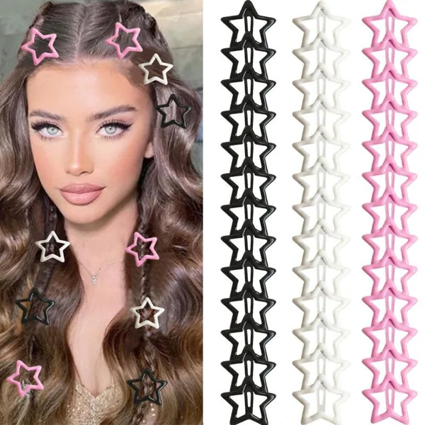 30pcs Color Star Hairpin Cute Y2k Dopamine Drip Bb Clip Side Bangs Clip Hairpin Hair Accessories