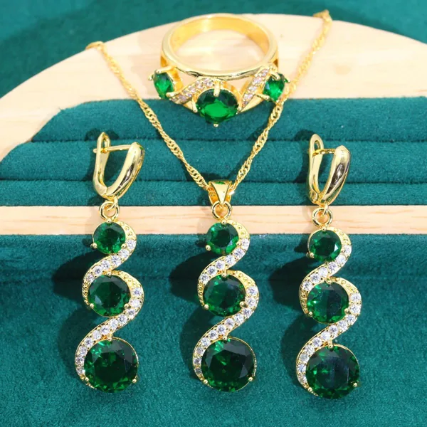 Zircon High End Ring Earring Set Copper Micro-inlaid Zircon Necklace Set 10 yards