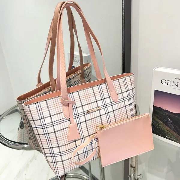 Plaid Print Tote Bag Large Capacity Shoulder Bag Women s New Shopping Bag