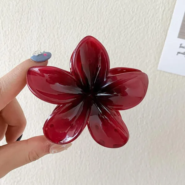 Women Fashion Plumeria Hairpin Gradient Frangipani Claw Crab Clamps Ponytail Shark Clip Headdress…