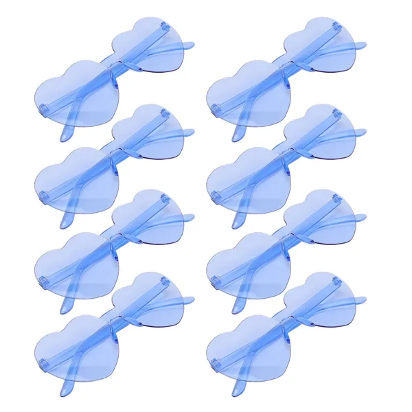 8 Pairs Heart Sunglasses PC Lens Novelty Frameless Heart Shaped Glasses for Women Beach Party Blue