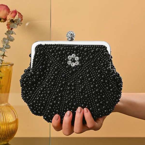 Womens Evening Bag Artificial Pearl Purse Evening Clutch Bag Wedding Purse Bridal Prom Handbag…