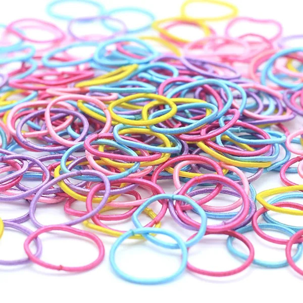 200Pcs Children Elastic Rubber Band Girls Hair Bands Kids Candy Color Ponytail Holder Ties Baby…