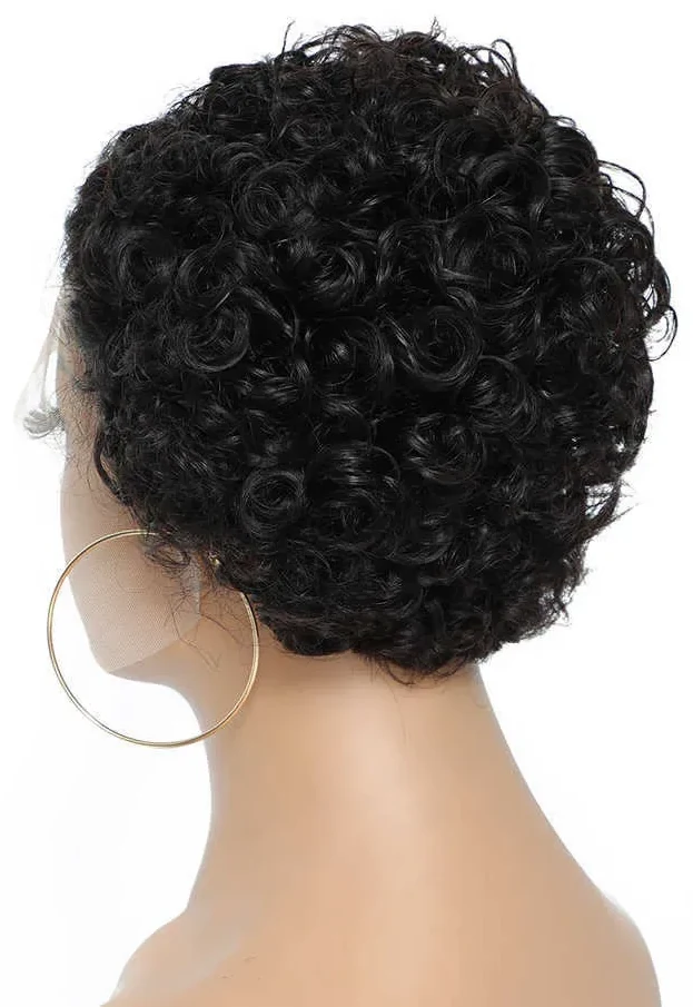 Pixie Cut Wig 99J Color Lace Wig Spring curl Short Bob Human Hair Wig For Women Natural Black Color Blonde Jarin Hair M250412, view 5
