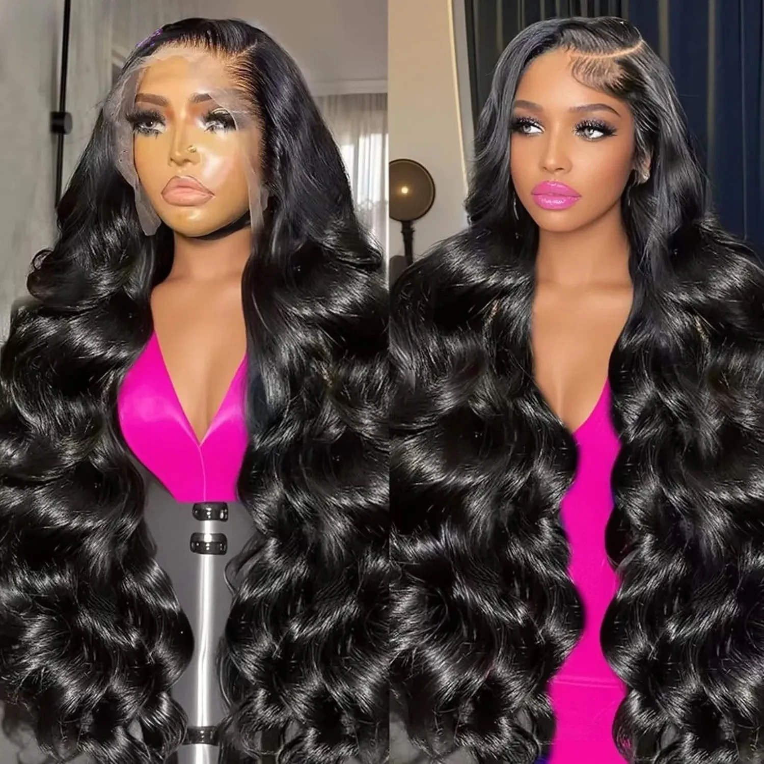 Body Wave Human Hair 250 Density 13x4 13x6 Lace Frontal Wigs HD Lace Front Wig Black 30 36 Inch Closure Glueless synthetic lace front wigs, view 3