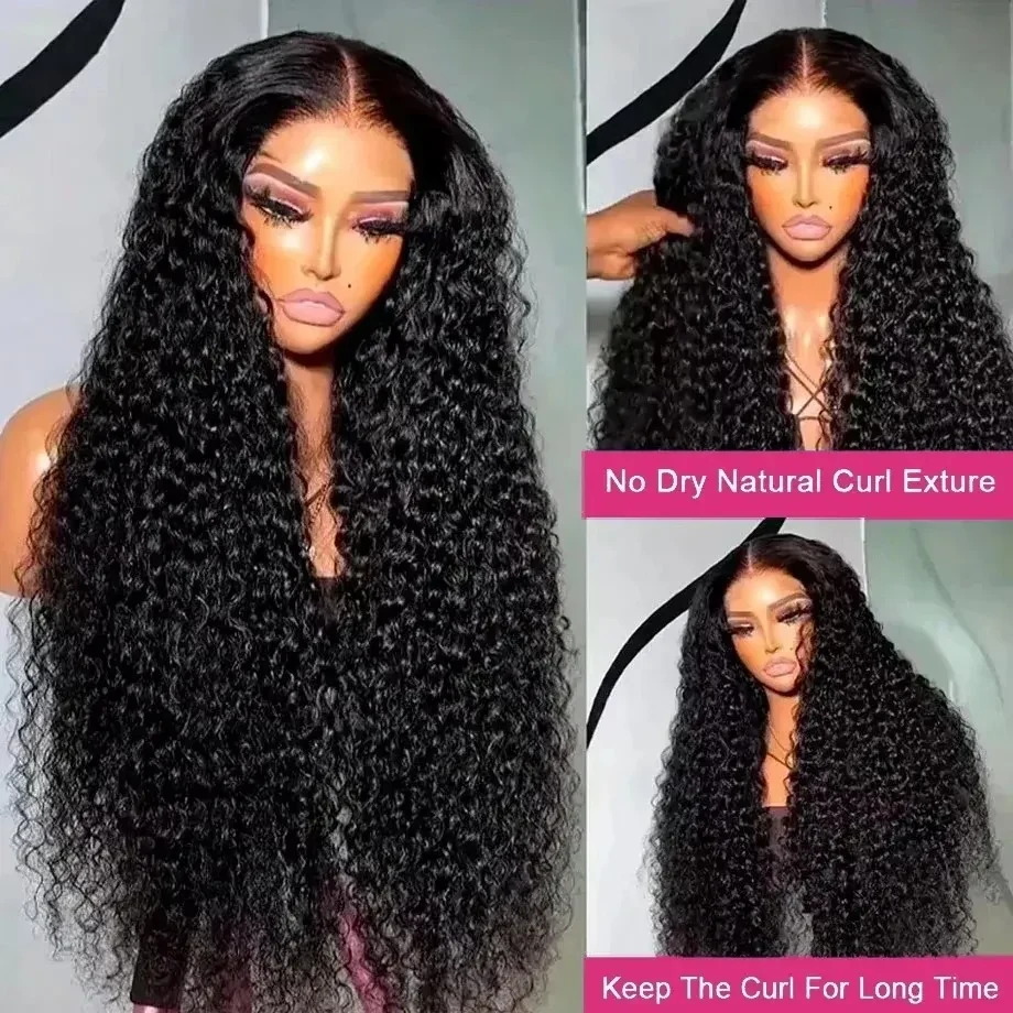 Transparent 250% Density Water Culry 360 Full Lace Frontal Wig Human Hair 40Inch Deep Wave 13x4 13x6 Hd synthetic Lace Front Wig For Women, view 2