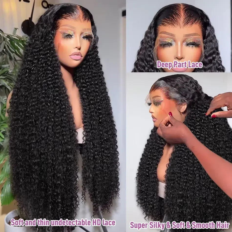 Lace Front Wigs Human Hair Pre Plucked 180 Density Brazilian Wet and Wavy Human Hair Wigs for Black Women Glueless Curly Lace Frontal Wig Natural Color, view 2