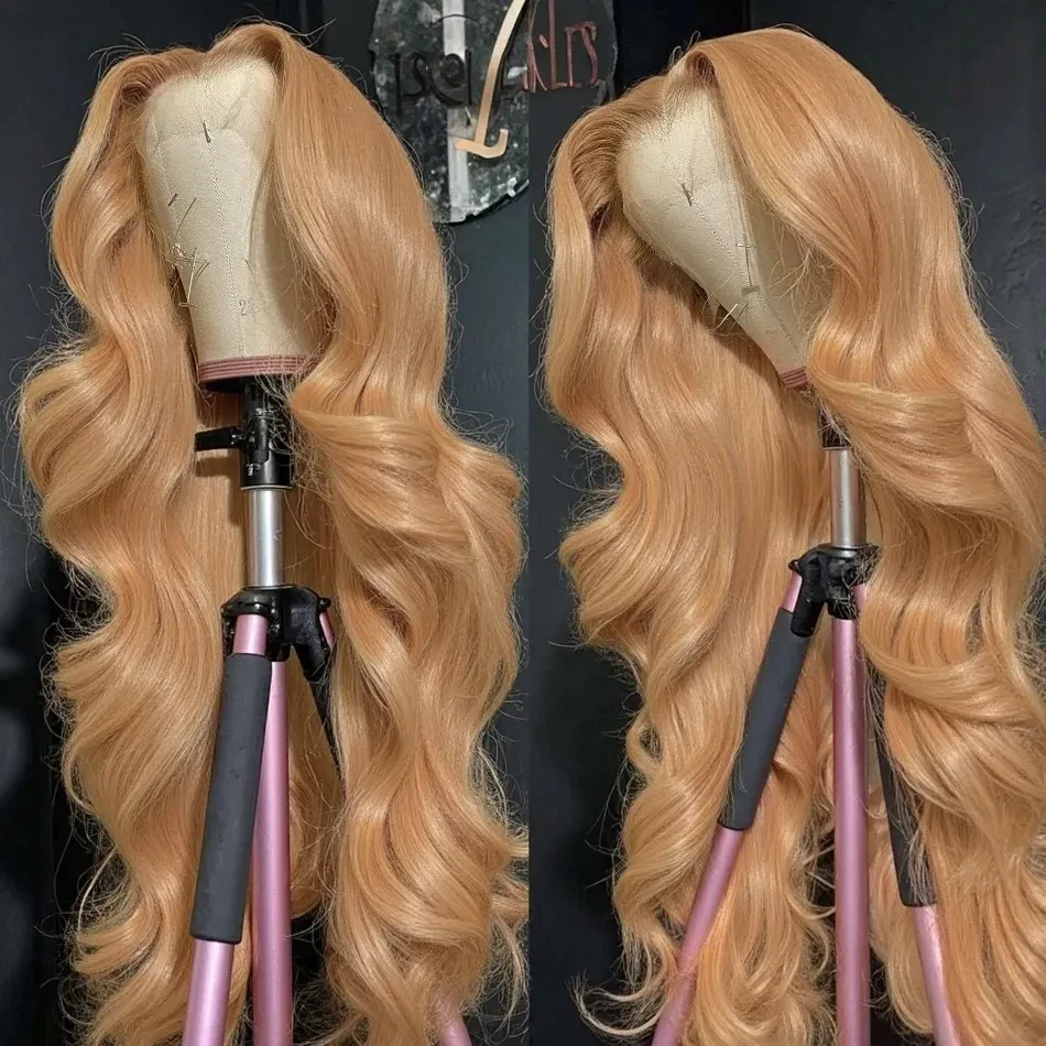 Peruvian Human Hair Highlight Brown Blonde Body Wavy Lace Front Wigs Natural Hairline Water Wave 360 Full Lace Wig Remy Hair Black Women Wig, view 5