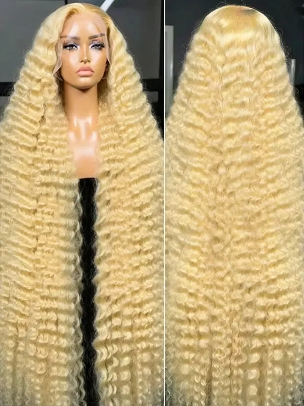 36 40 Inch Curly 613 Blonde 13x4 Hd Lace Frontal Human Hair Wigs For Women 200 Density Deep Wave 360 Fulll Lace Wig