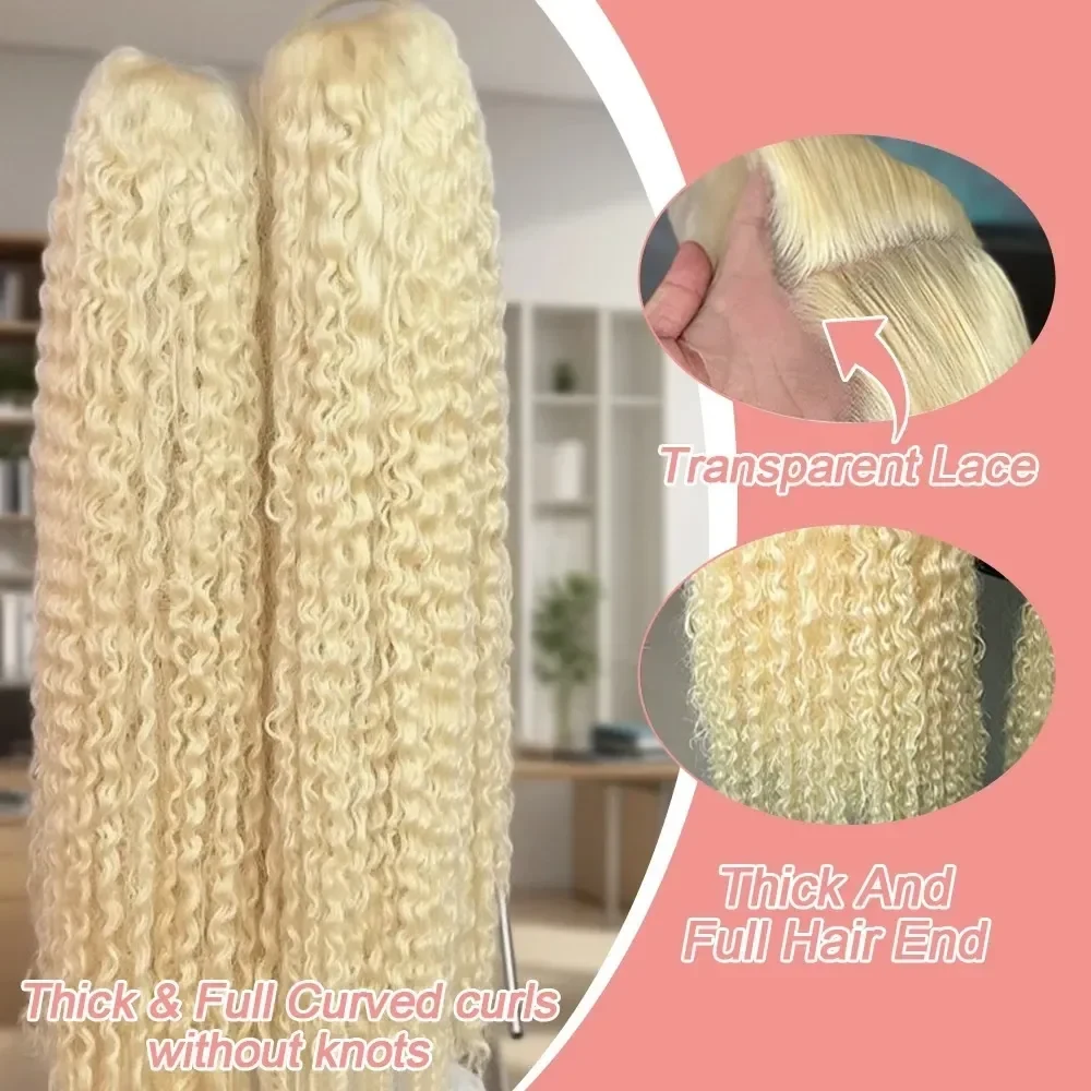 36 40 Inch Curly 613 Blonde 13x4 Hd Lace Frontal Human Hair Wigs For Women 200 Density Deep Wave 360 Fulll Lace Wig, view 3