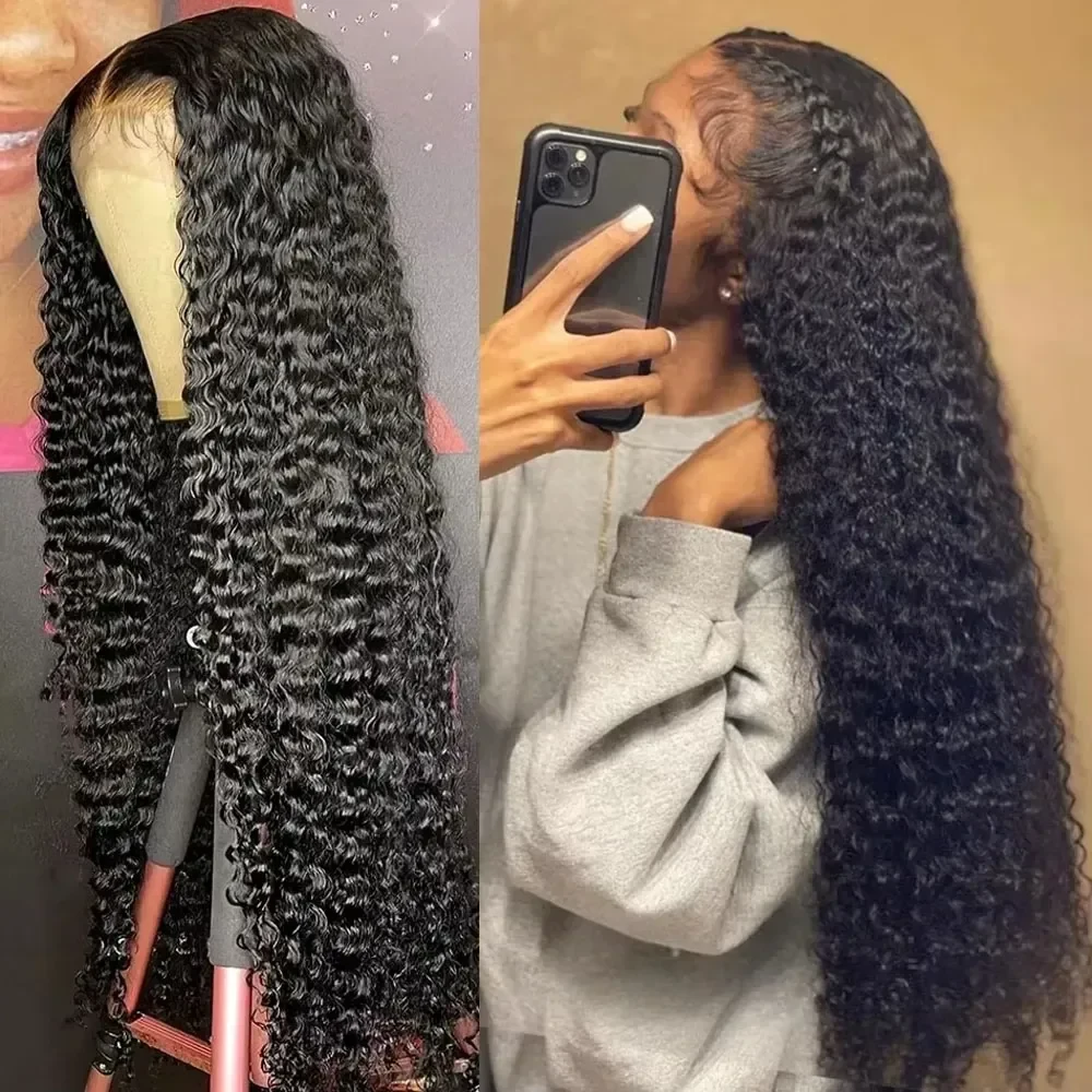 40 46 Inch Deep Wave Lace Frontal Wig 13x4 Hd Curly Human Hair Lace Front Wigs For Women Water Wave Lace Wigs 300 Density, view 3