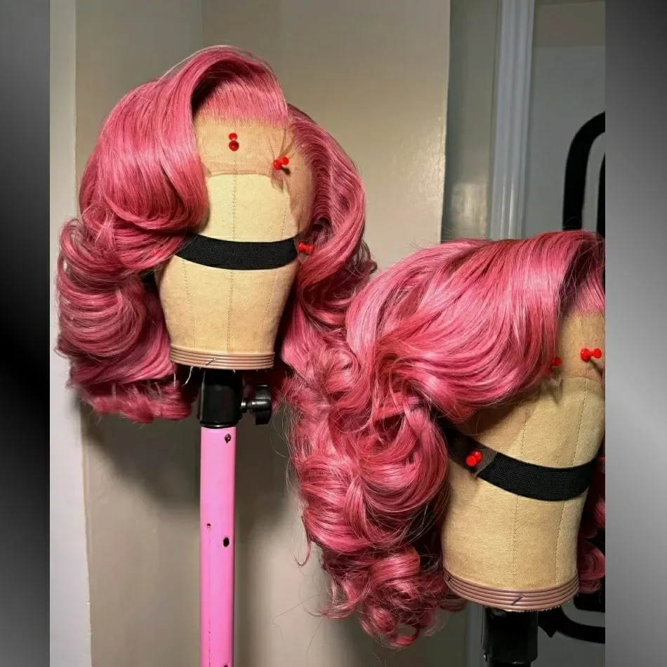 Champagne Pink Short Bob Wig Body Wave Human Hair Wig 13x6 HD Lace Frontal Glueless Wigs Human Hair Side Part Pre Plucked Warm Blonde Ready To Wear On Sale