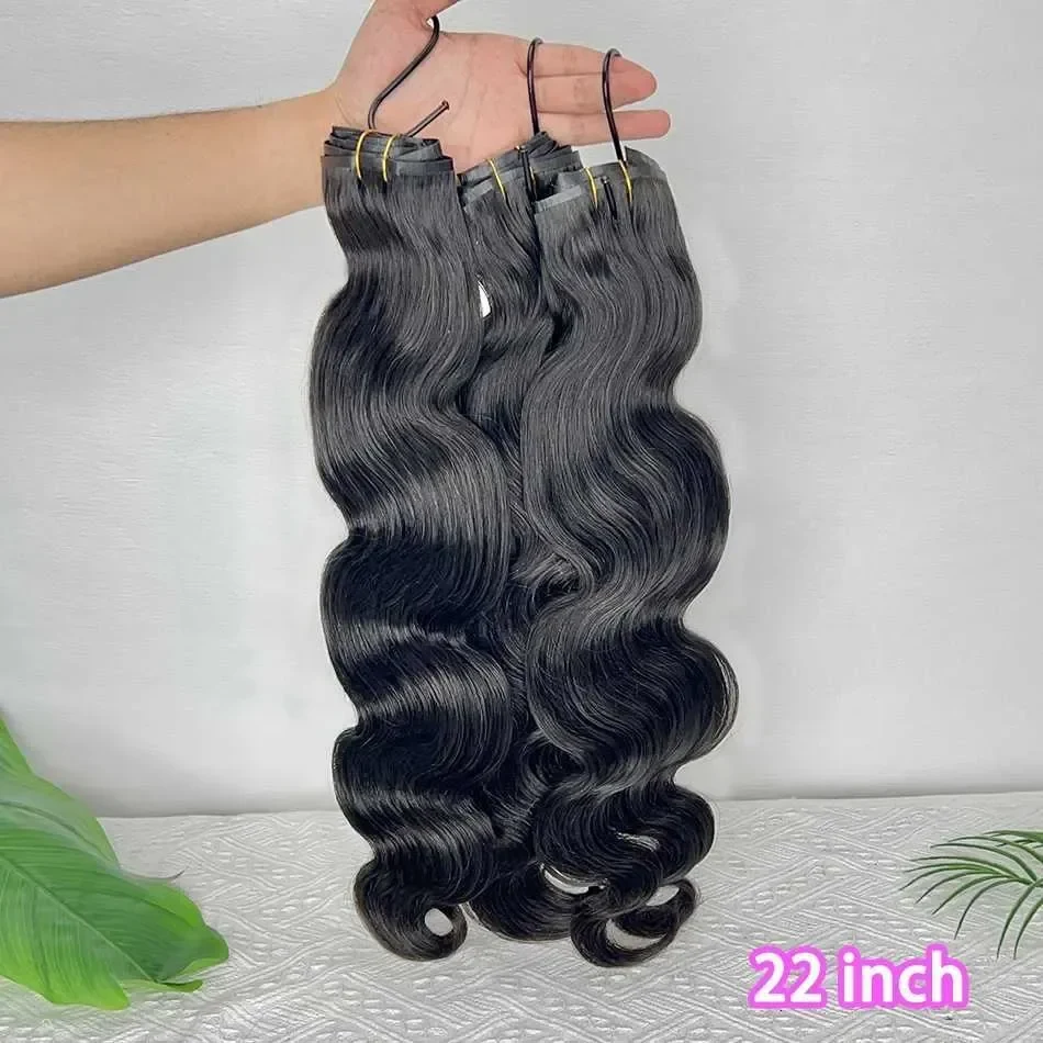 Body Wave Clip ins Human Hair Extensions 100 Grams 1Pcs/Set 1B Natural Black Color Seamless PU Weft Clips in Vietnamese Hair C260521, view 4