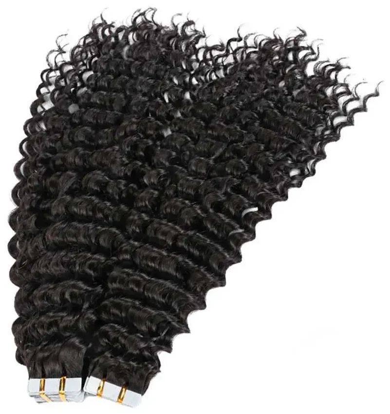 26 Inch Long Tape In Hair Extensions Human Hair Deep Curly Tape Ins 20Pcs 50G Seamless Curly Tape On Hair Extensions For Women C260521, view 2