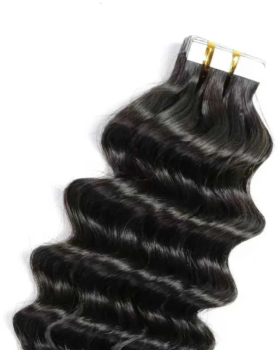26 Inch Long Tape In Hair Extensions Human Hair Deep Curly Tape Ins 20Pcs 50G Seamless Curly Tape On Hair Extensions For Women C260521, view 3