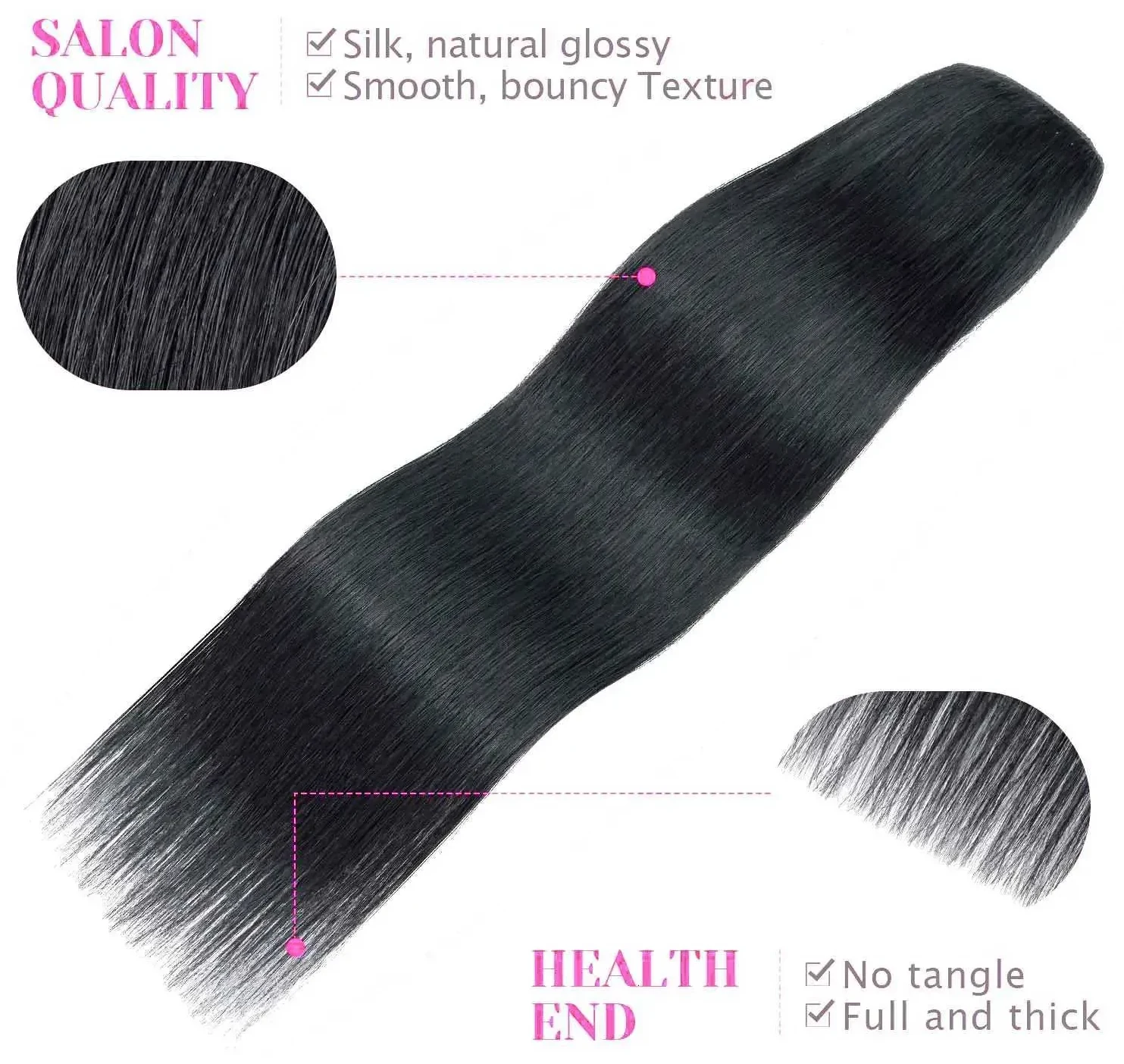 5 Clip One Piece Clip in Hair Extensions Straight 100 Real Human Hair Clip in Extensions 3/4 Full Head Hair Extensions Clip ins C260521, view 2