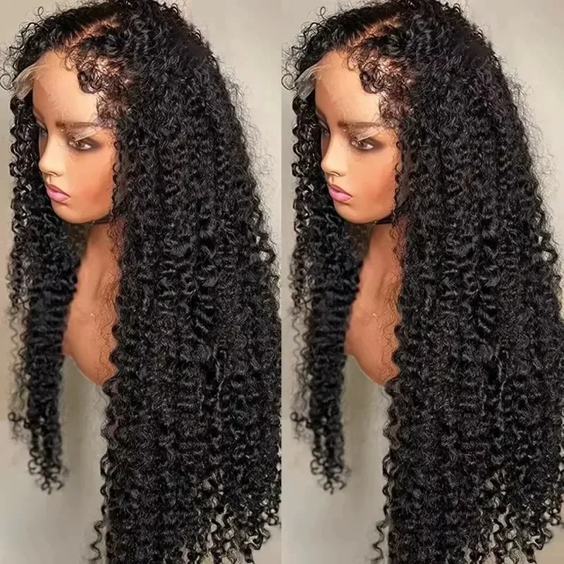 Kinky Curly 4C Edges Human Hair Lace Front Wig Deep Wave Frontal Wigs 13x4 Lace Frontal Wig Frontal 13x6 Lace Curly Human Hair Wig Ready To Wear Glueless For Women