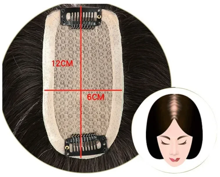 Breathable Silk Base Human Hair Women Toppers Natural Scalp Top Virgin European Human Hair Pieces with Clips 260721, view 4