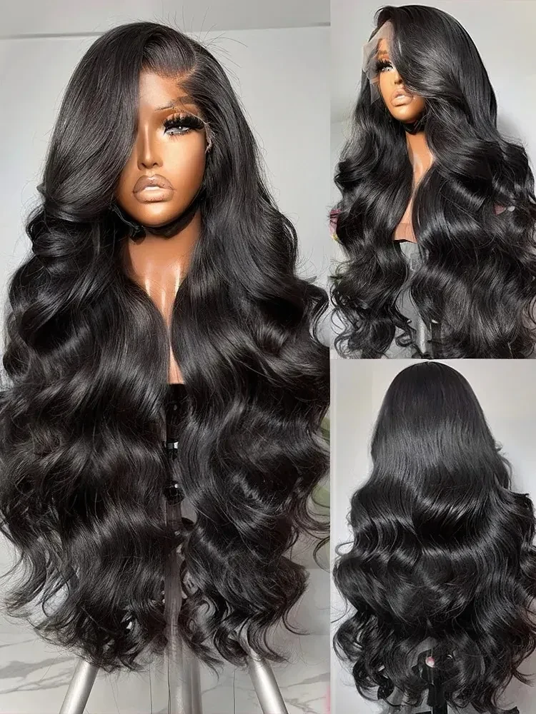 250 Density Human Hair 13x6 Body Wave Lace Frontal Wig HD 30 40 Inch 13x4 Lace Front Wigs Water Loose Black 5x5 Glueless Closure Wear And Go For Women
