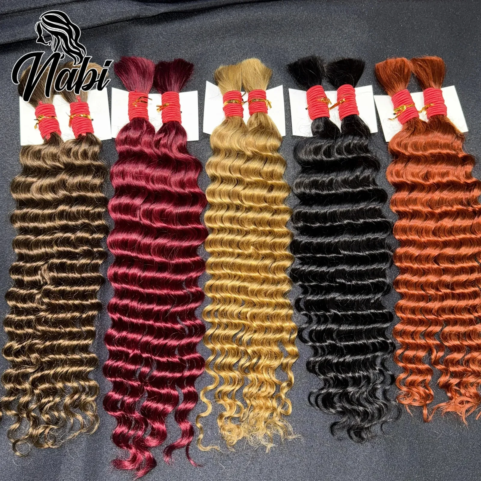 Nabi Boho Braids Human Hair 50g/bundle Deep Wave Hair Bulk Brazilian Human Braiding Hair 6 Bundle full Head for Black Women 260617BJ