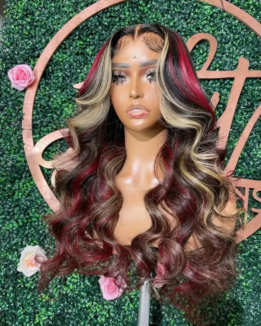 200%Density Black Red Blonde Body Wave Human Hair Wigs 13x4 13x6 HD Lace Frontal Wig Blonde Colored Curly Wave Lace Front Water Wave Wigs For Women Cosplay Party, view 3