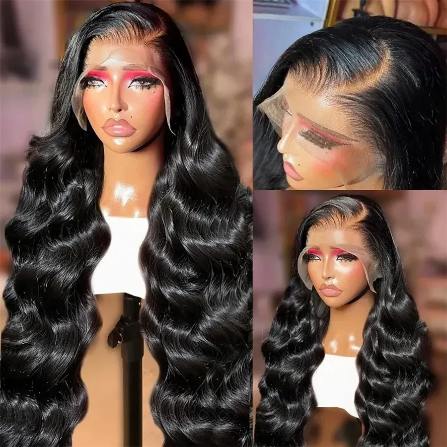 30 40 Inch Body Wave Human Hair Wigs Black Colored 13x6 Hd Lace Front Wig human hair Loose Wave 360 Lace Frontal Wig Glueless Wera And Go Natural Hairline For Black Women, view 2