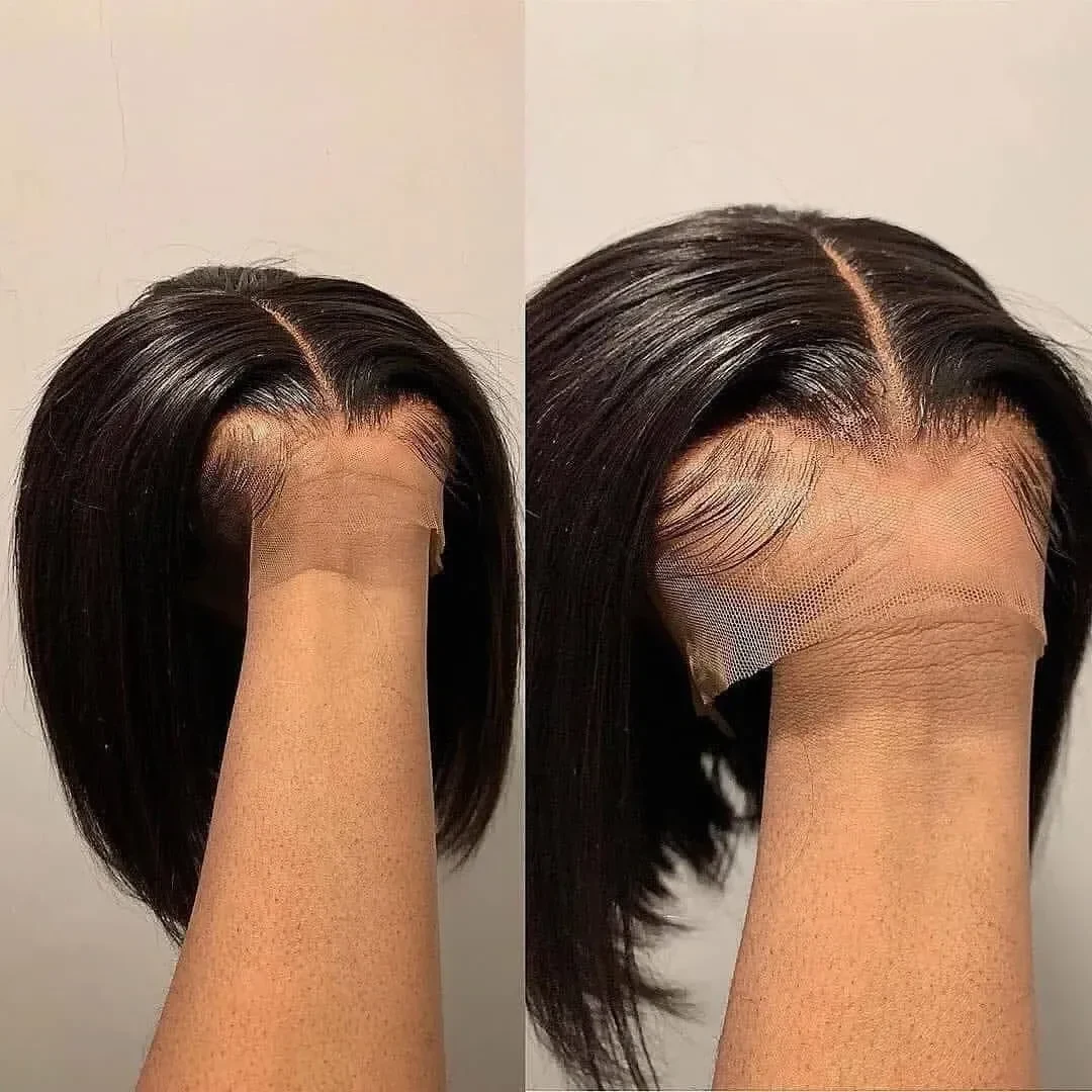 180 Density Straight Short Bob Human Hair Wigs 13x4 13x6 HD Lace Frontal Wigs Wear and Go Glueless Clear Invisible Skin Top Lace Wigs PrePlucked on Clearance Sale
