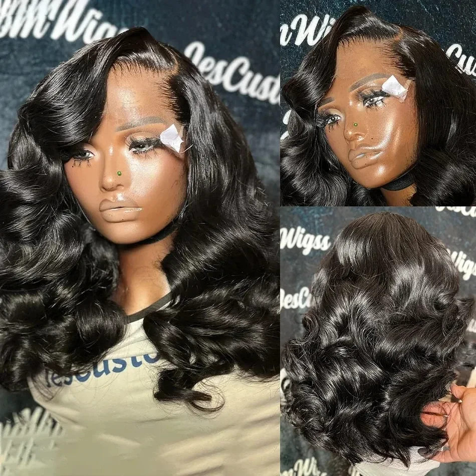 250% Denisty Body Wave Brazilian Human Hair Wig Super Double Drawn Bouncy Curly 13X4 Swiss HD Lace Frontal Wig Glueless Pre Plucked For Women Daily Use Natural Looking