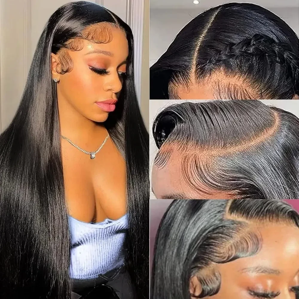 30 42Inch Bone Straight Human Hair Wigs 13x4 13x6 HD Transparent Lace Front Wigs 200 Density 360 Full Lace Brazilian Hair Wigs For Women Daily Prrplucked, view 3
