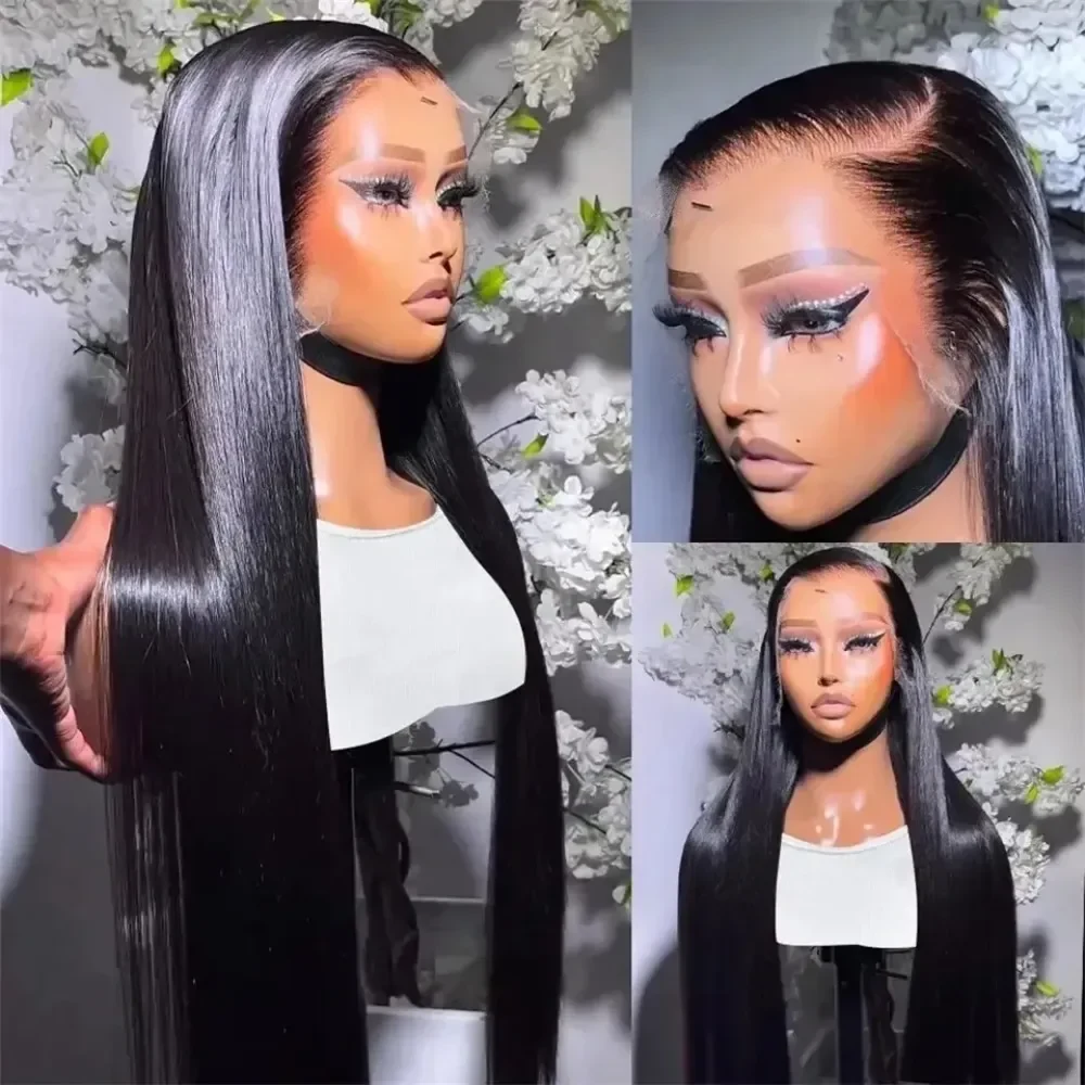 250% Brazilian Straight Human Hair Wigs 13x4 13x6 HD Transparent Lace Front Wigs Pre Plucked Baby Hair Natural Hairline Wigs For Black Women, view 2
