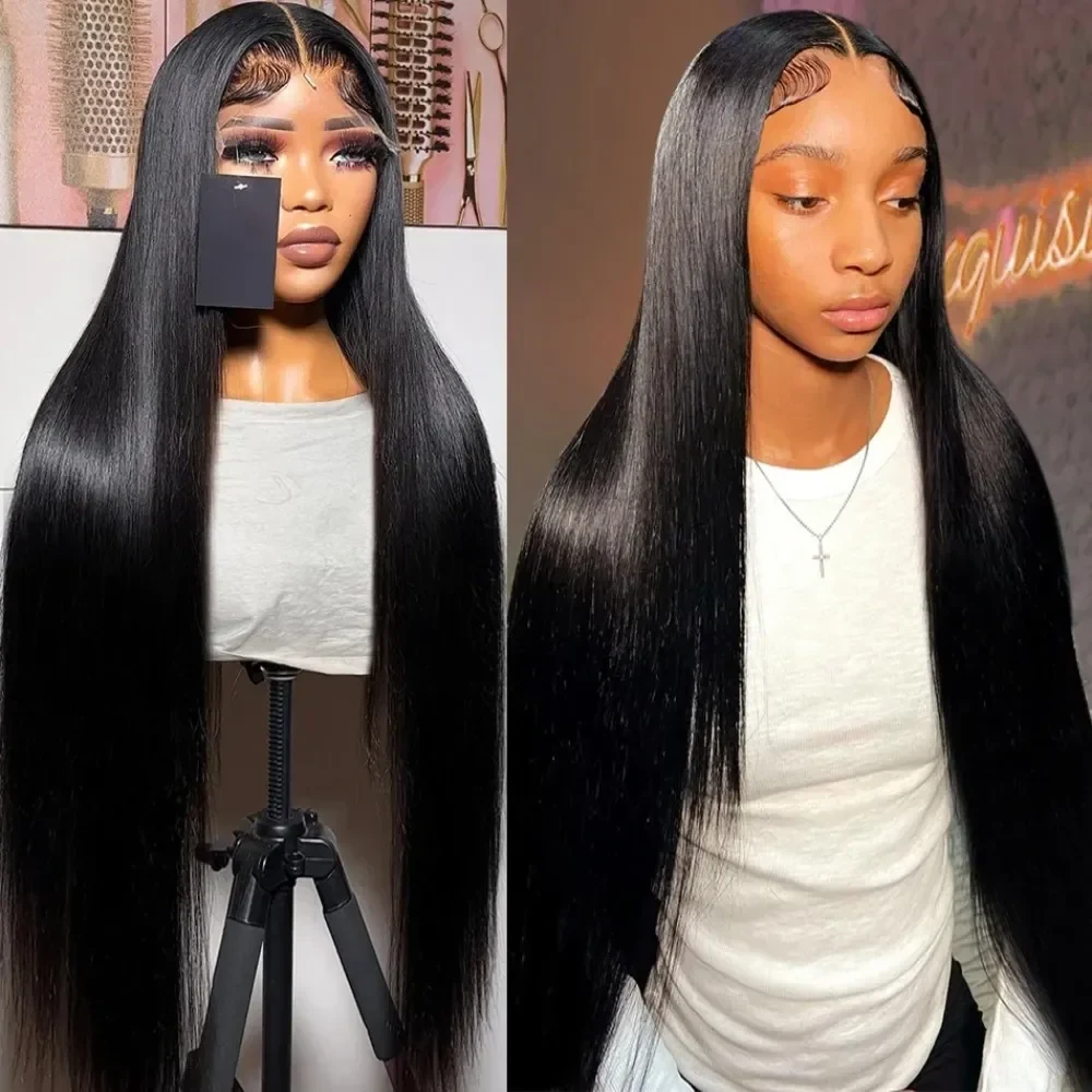 HD Black 13x4 Straight Lace Front Wig Brazilian 13x6 360 Full Lace Frontal Wigs For Women Human Hair Wig Pre Plucked, view 2