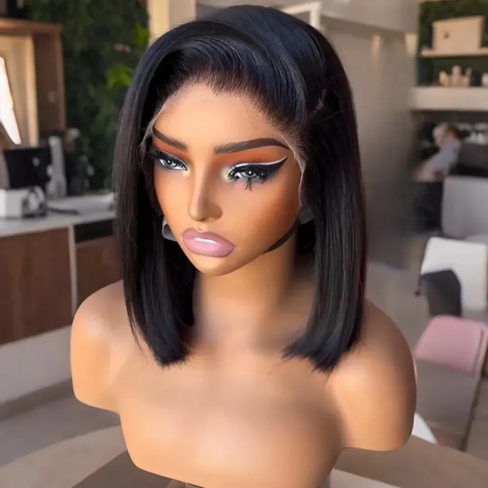 Short Bob Wig Black Straight 13x4 Lace Front Wigs Human Hair Brazilian Ready To Wear 13x6 Hd Lace Frontal Glueless Wigs for Women Preplucked