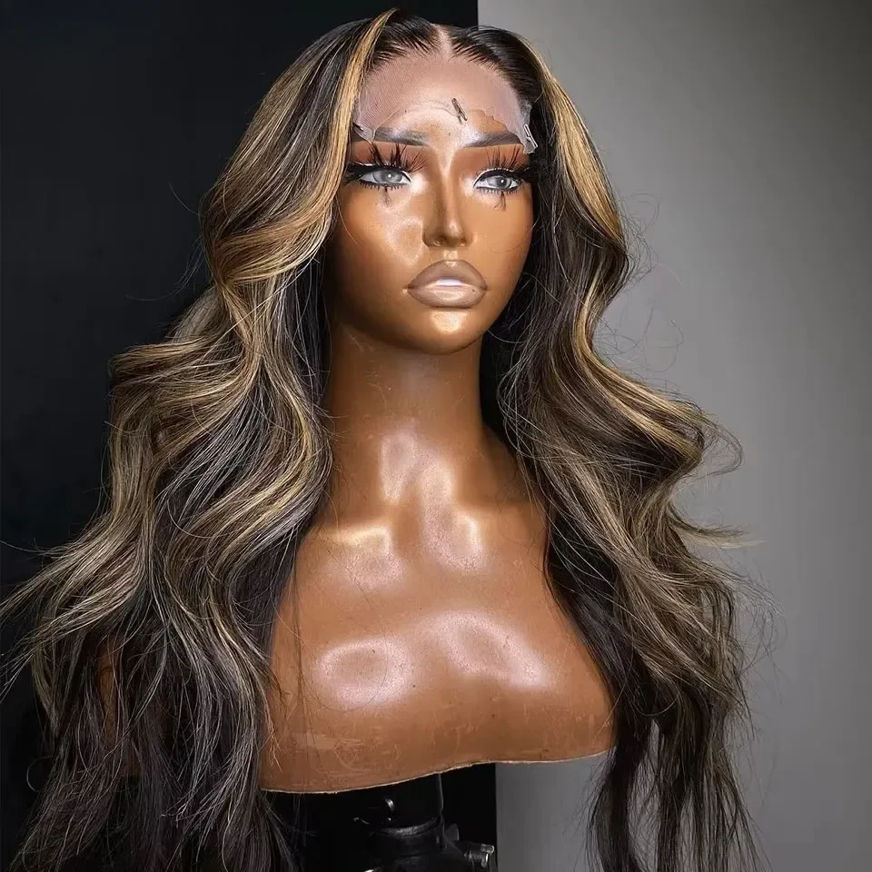 Highlight Blonde Body Wave HD 13x6 Lace Frontal Wig Human Hair Pre Plucked Glueless Curly Brazilian Transparent Lace Front Wig Wear And Go Preplucked For Women Party, view 2