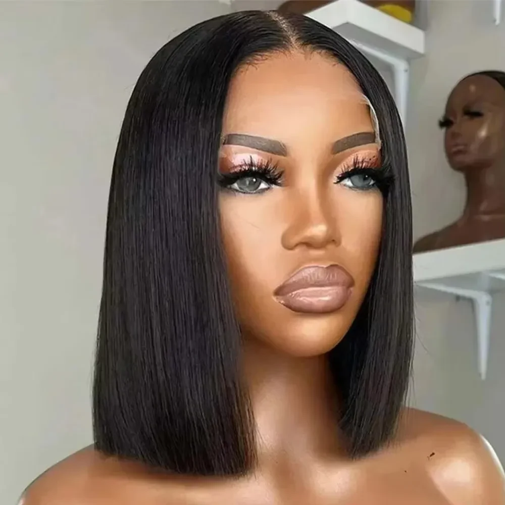 14 Inch Short Straight Bob Wigs 13x6 Transparent Lace Front Wigs Human Hair Brazilian Pre Plucked Wigs 13x4 Ready to Go HD Lace Glueless Wigs For Women 250 Density