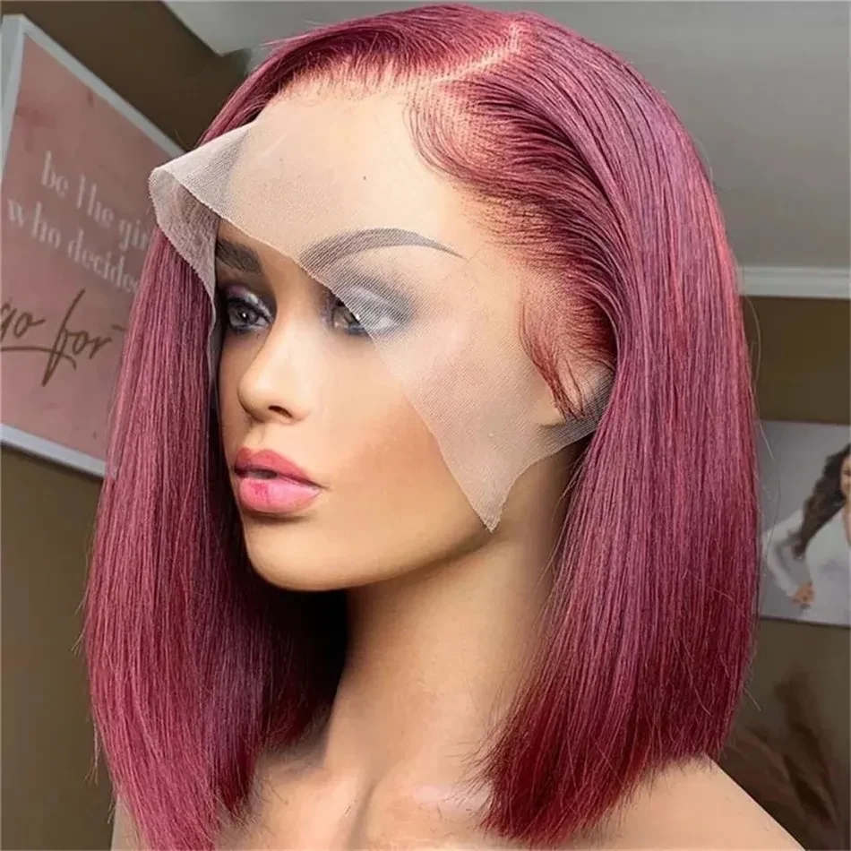 14 Inch Short Straight Bob Wigs 13x6 Transparent Lace Front Wigs Human Hair Brazilian Pre Plucked Wigs 13x4 Ready to Go HD Lace Glueless Wigs For Women 250 Density, view 2