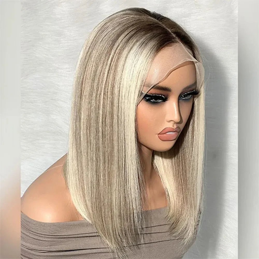 14 Inch Short Straight Bob Wigs 13x6 Transparent Lace Front Wigs Human Hair Brazilian Pre Plucked Wigs 13x4 Ready to Go HD Lace Glueless Wigs For Women 250 Density, view 4