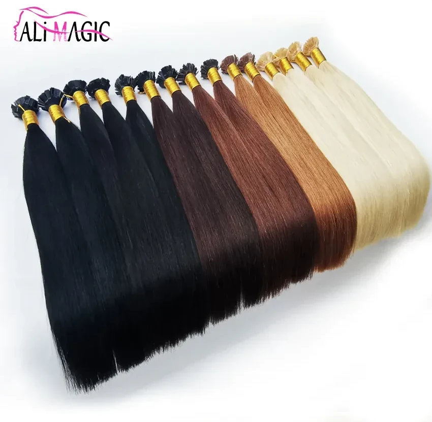Keratin Flat Tip Pre-bonded Hair Extension Remy Real Human Hair 100g/lot 1g/strand 16-26 inch Silky Straight Dark Brown Black Blonde K Tip Hair Factory Direct Sales, view 3