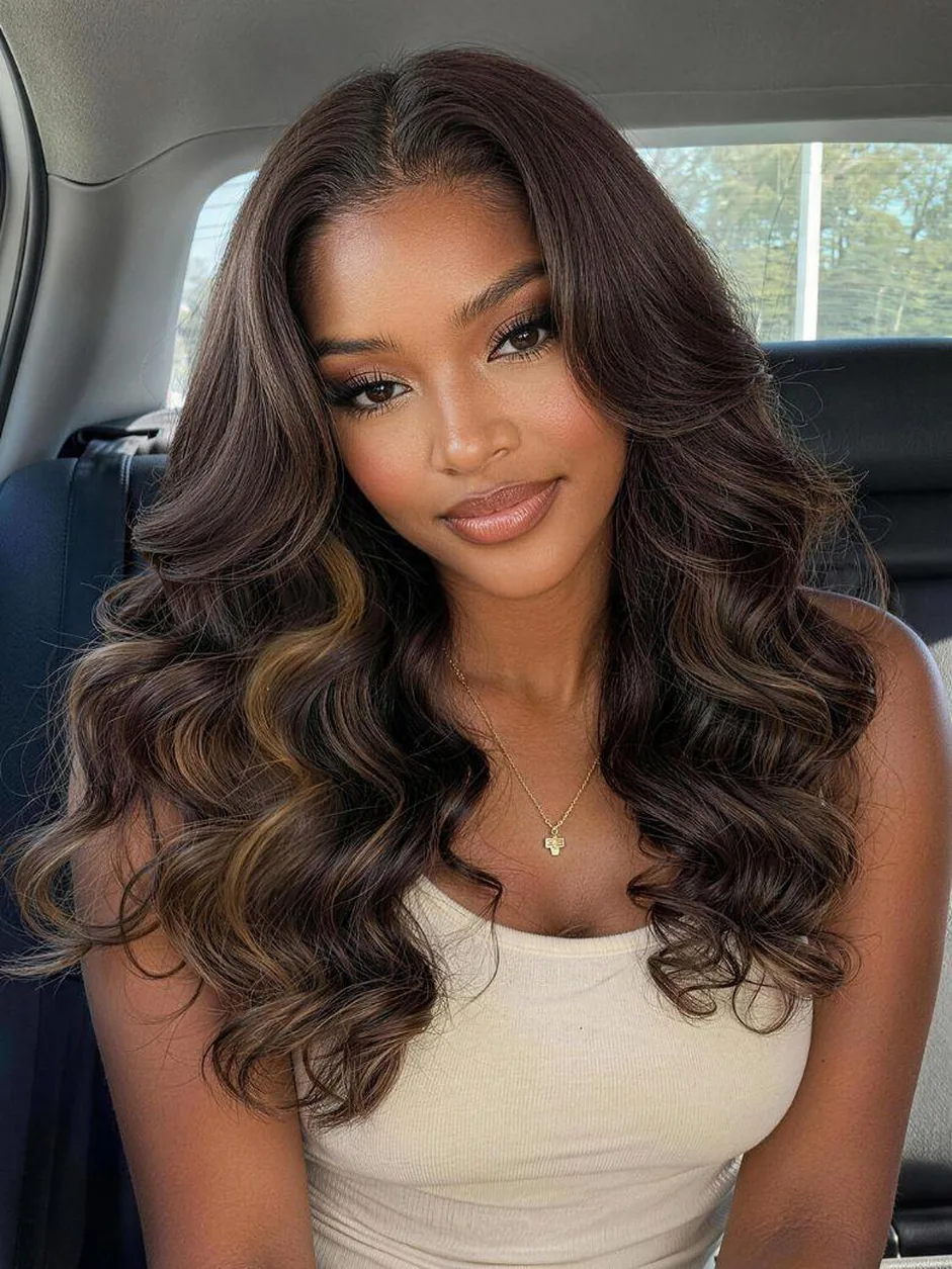 Nadula Mocha Brown Highlight Wig, view 5