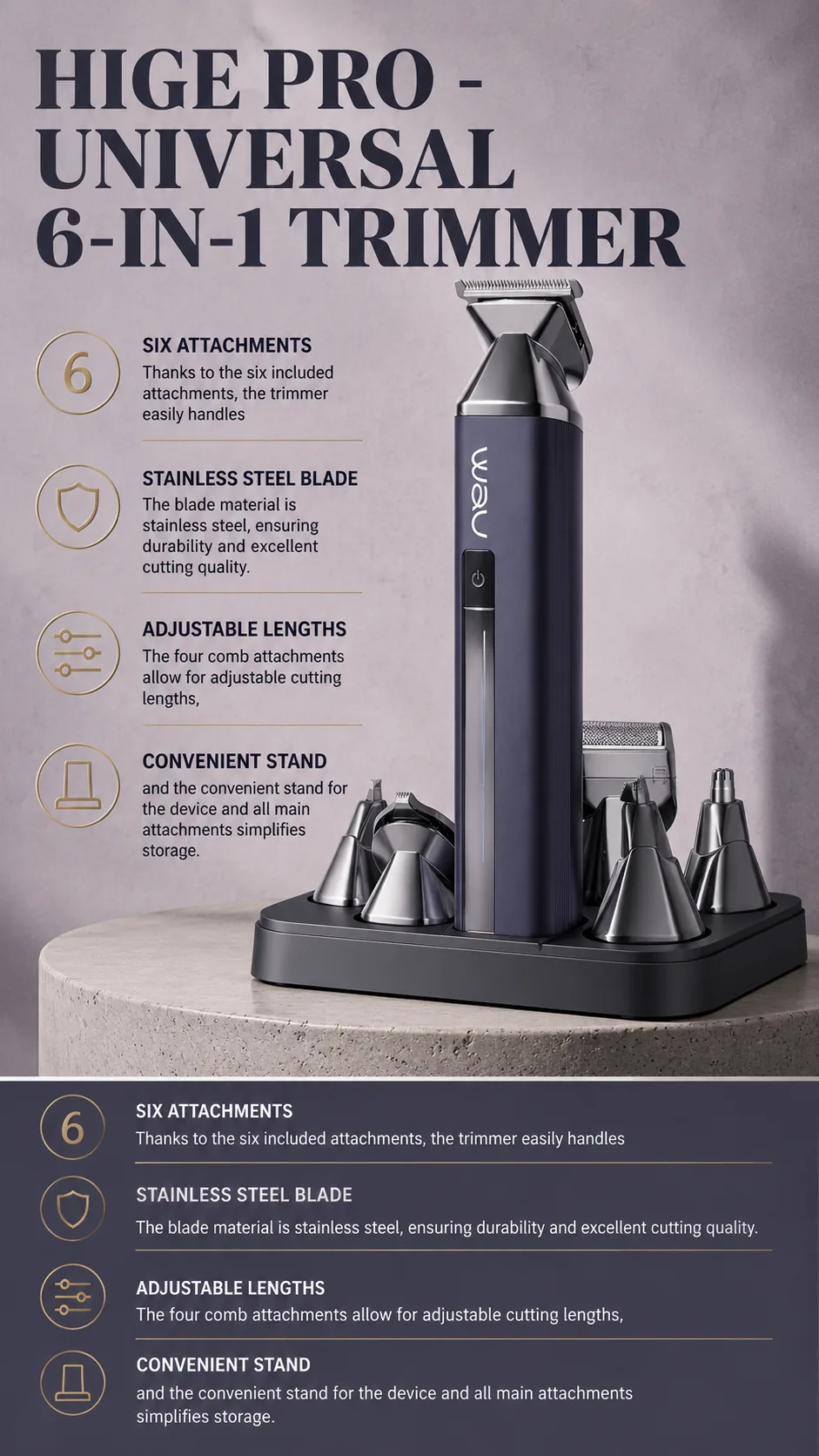 WAU HIGE PRO 6-in-1 Trimmer, view 5, AI-generated editorial scene, not a product photograph