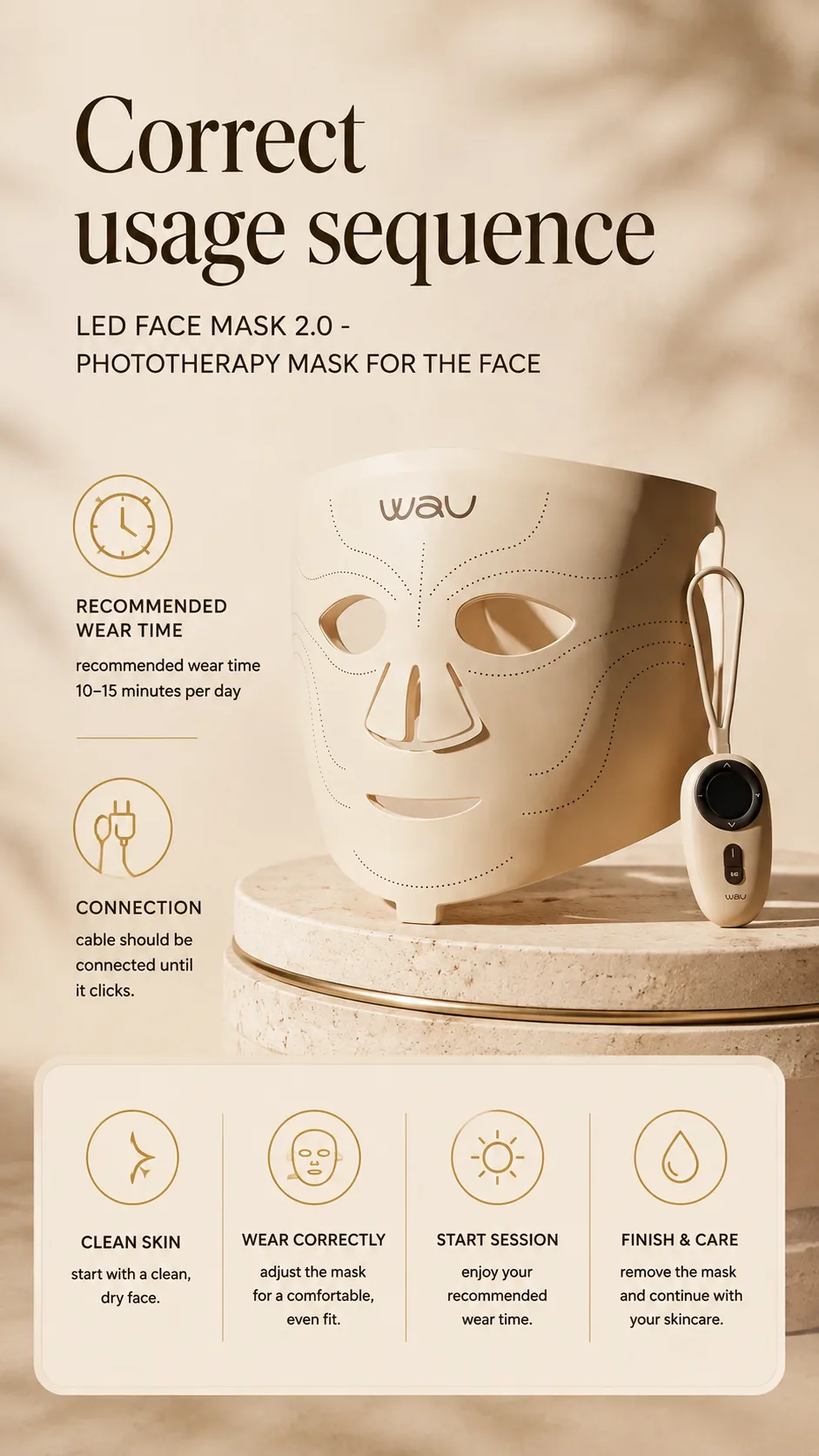 WAU LED Face Mask 2.0, view 4, AI-generated editorial scene, not a product photograph