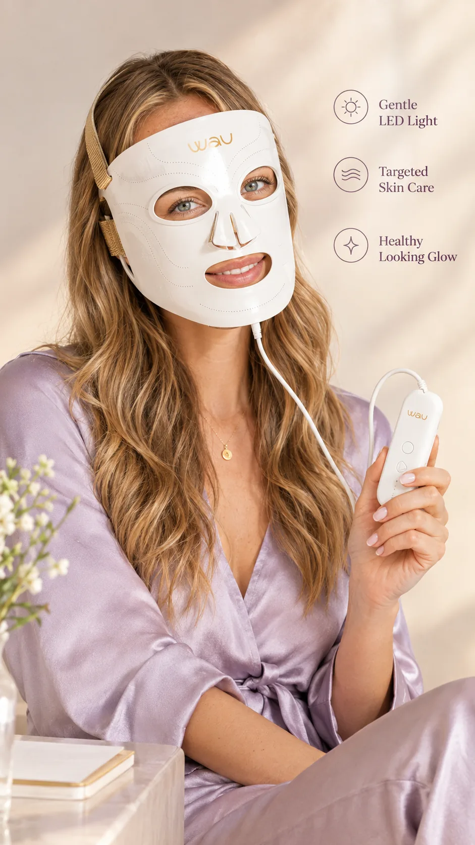 WAU LED Mask 1.0, view 6, AI-generated editorial scene, not a product photograph