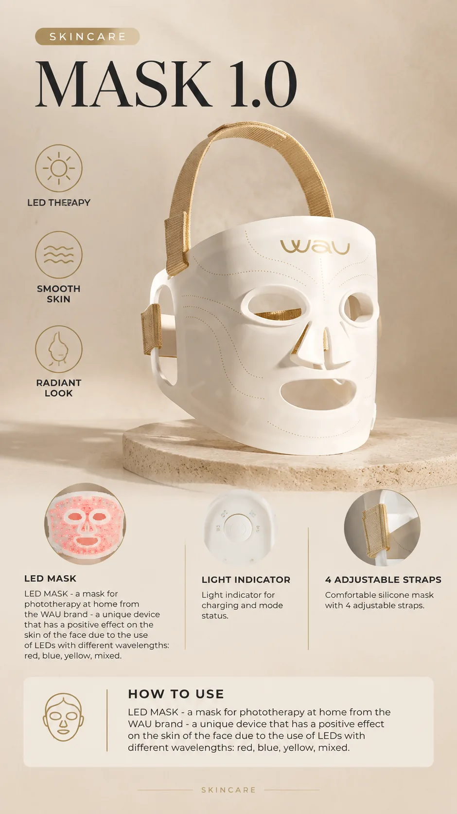 WAU LED Mask 1.0, view 8, AI-generated editorial scene, not a product photograph
